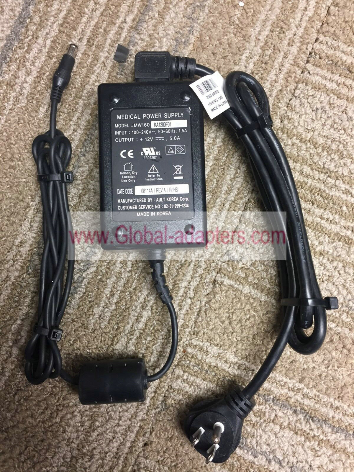 New 12V 5.0A AULT JMW160KA1200F01 JMW160 KA1200F01 Medical TV Power Supply Adapter PDI-P15LCDC - Click Image to Close